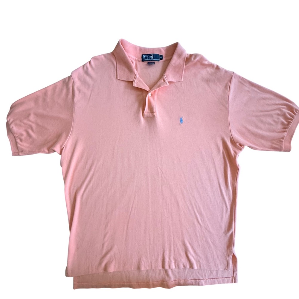 Polo Ralph Lauren Preppy Classic Mens XL Peach Short Sleeve Cotton Polo Shirt